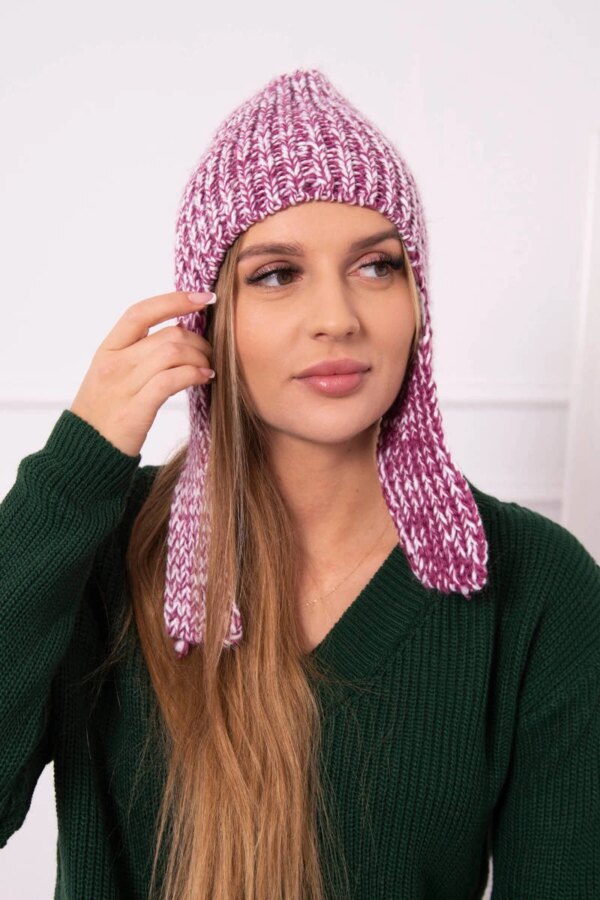 marka niezdefiniowana Women's long eared cap Jana K314 purple+white