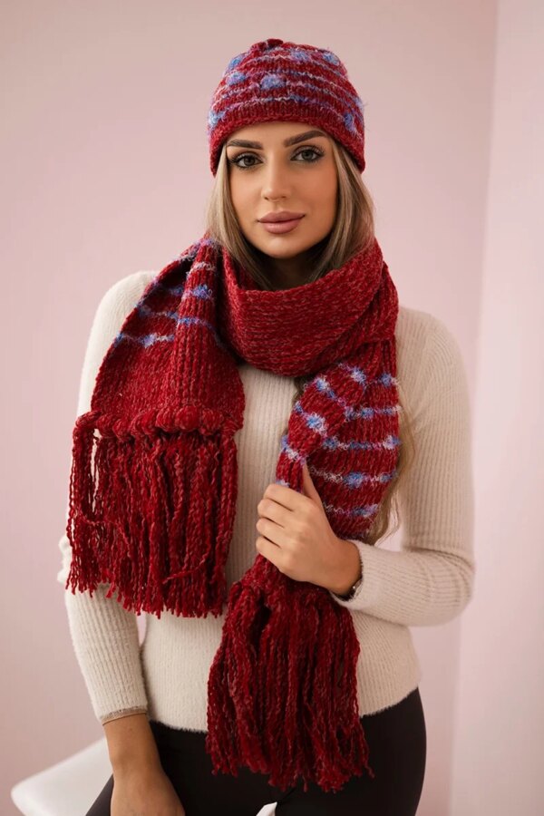 marka niezdefiniowana Women's set with a shawl Anika K304 red