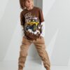 mshb&g Jeep Car Boy T-shirt Gabardine Trousers Set