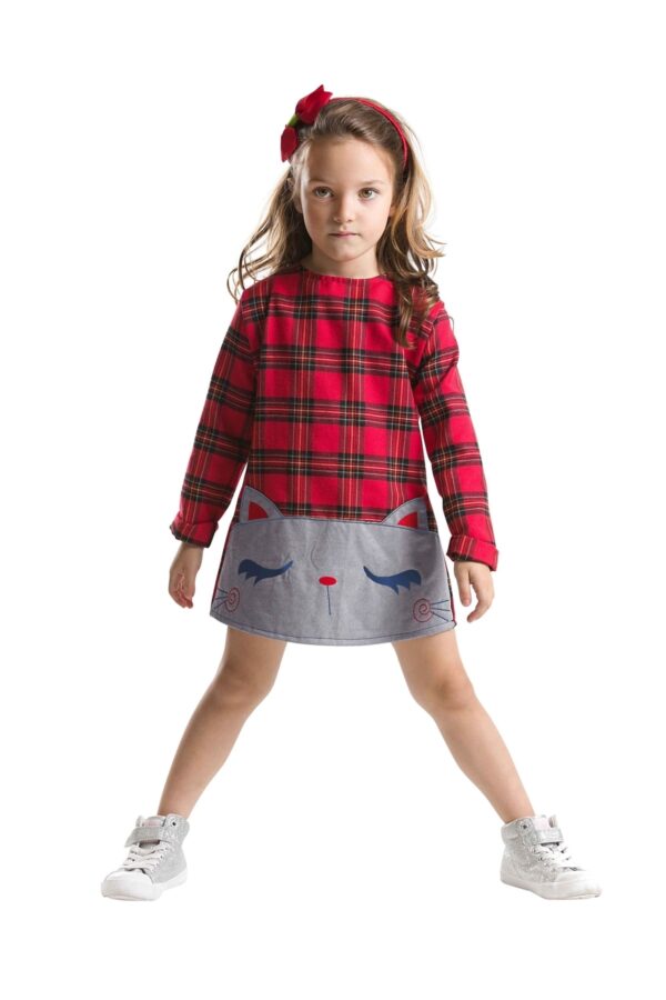 mshb&g Red Plaid Kitten Girl's Dress