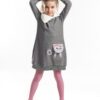 mshb&g Shawl Collar Cat Pocket Plush Girl's Gray Winter Dress
