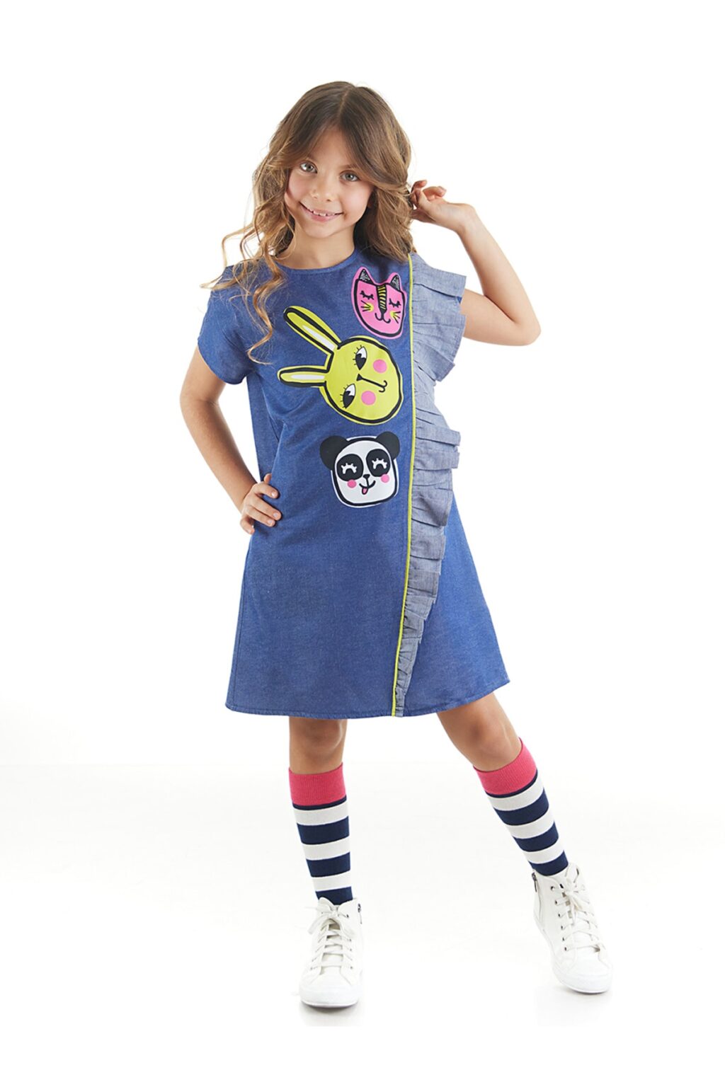 mshb&g Three Friends Woven Girl's Blue Summer Dress