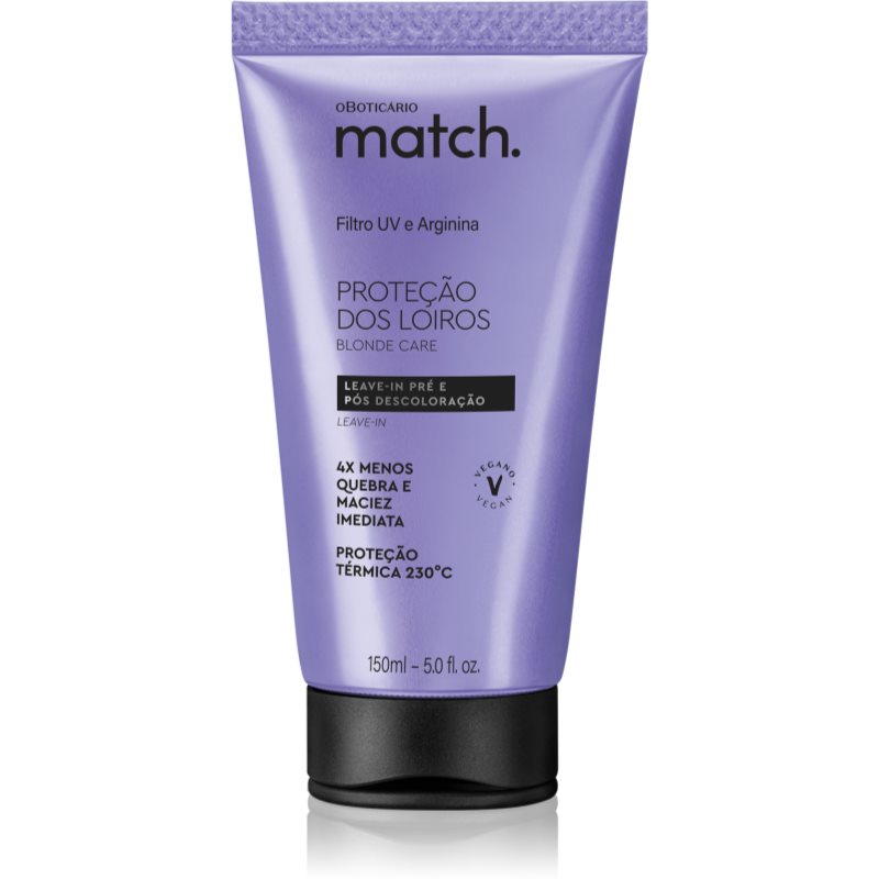oBoticário Match. Blonde Care öblítést nem igénylő megújító pakolás szőke hajra 150 ml-Ár
