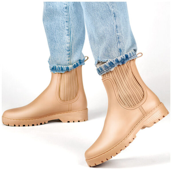 primohurt Beige women's Wellington boots with an elastic sock upper