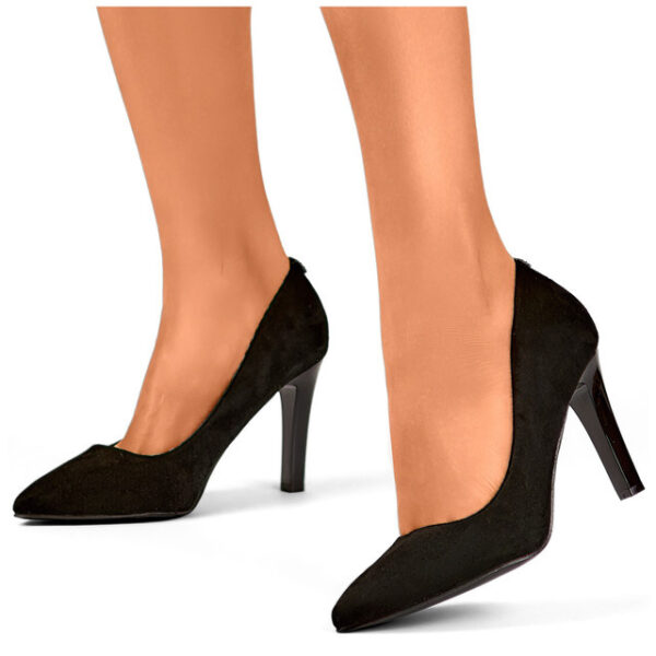 primohurt Suede black women's pumps with a comfortable heel