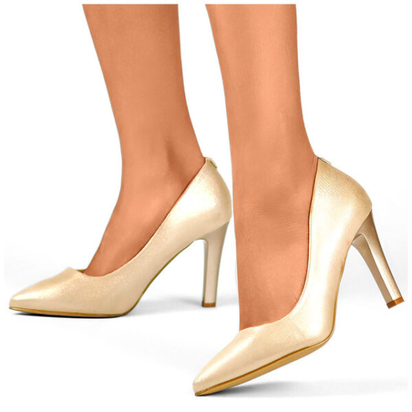 primohurt Women's gold pumps with a comfortable heel