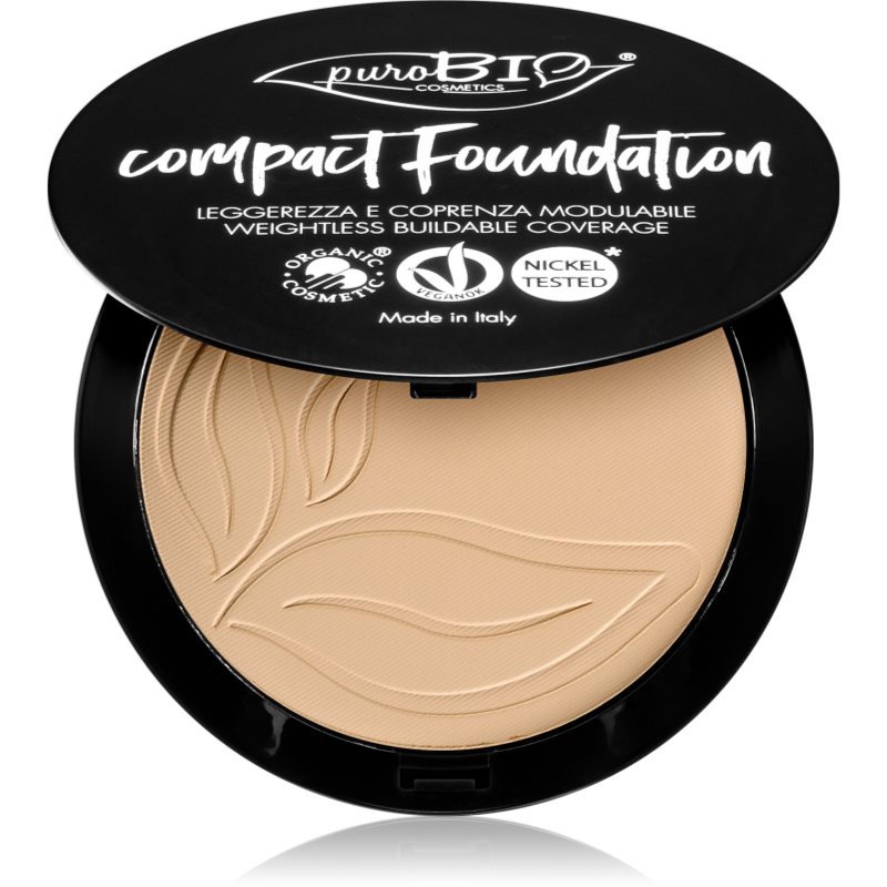 puroBIO Cosmetics Compact Foundation kompakt púderes alapozó SPF 10 árnyalat 01 9 g-Ár