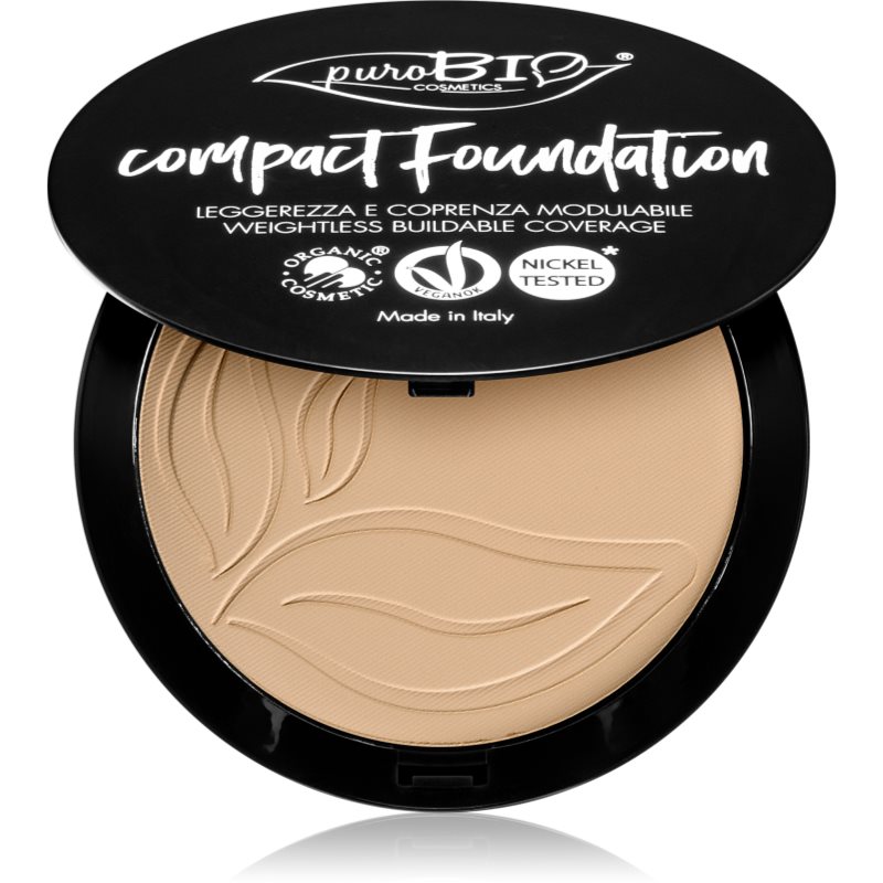 puroBIO Cosmetics Compact Foundation kompakt púderes alapozó SPF 10 árnyalat 02 9 g-Ár