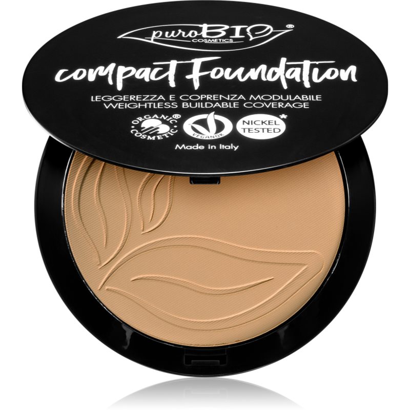 puroBIO Cosmetics Compact Foundation kompakt púderes alapozó SPF 10 árnyalat 03 9 g-Ár
