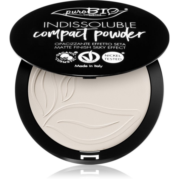 puroBIO Cosmetics Indissouble kompakt púder matt hatással árnyalat T00 9 g