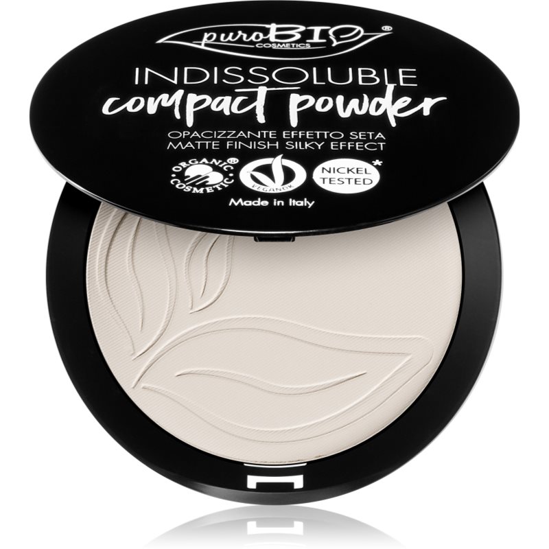 puroBIO Cosmetics Indissouble kompakt púder matt hatással árnyalat T00 9 g