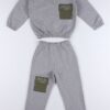 zepkids Girl's Gray Colored Just Do Printed Tracksuit Set with Pockets